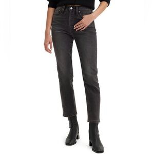 Levi’s Premium Wedgie Straight High Rise Jeans Button Fly Black Size 30